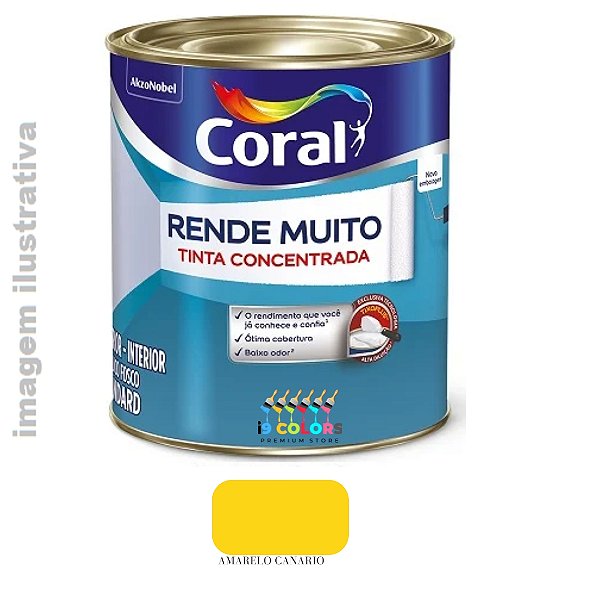 Tinta Acrílica Coral Rende Muito  3,6 litros - Amarelo Canário