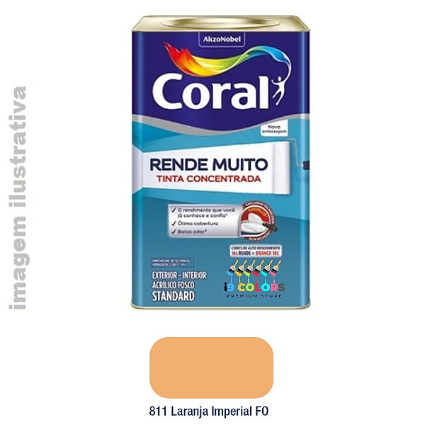 Tinta Acrílica Coral Rende Muito 16 litros - Laranja Imperial Fosco