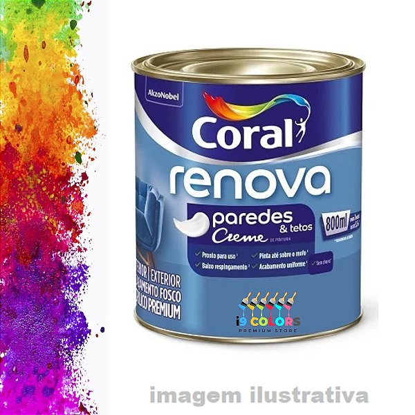 Tinta Acrílica Coral Renova Paredes  0,8 litro - Base P