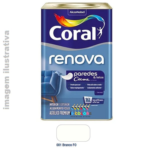 Tinta Acrílica Coral Renova Paredes 16 litros - Branco Fosco