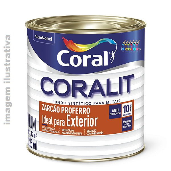 Coralit Fundo Zarcão Proferro  0,9 litro - Laranja Fosco