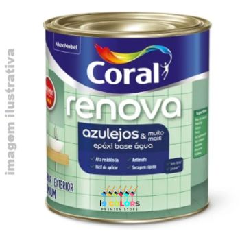 Esmalte Epoxi Base Água 0,9 litros Renova Azulejo - Coral - Branco Acetinado