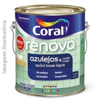 Esmalte Epoxi Base Água 3,6 litros Renova Azulejo - Coral - Branco Acetinado
