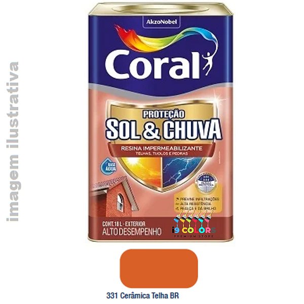 Resina Impermeabilizante Sol e Chuva 18 litros - Coral - Cerâmica Telha Brilhante