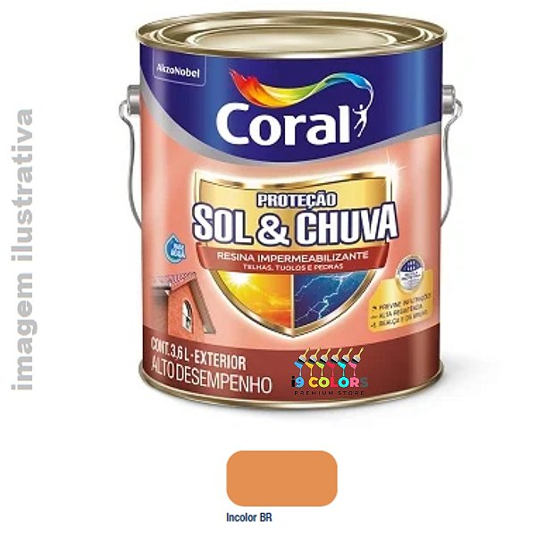 Resina Impermeabilizante Sol e Chuva 3,6 litros - Coral - Incolor Brilhante