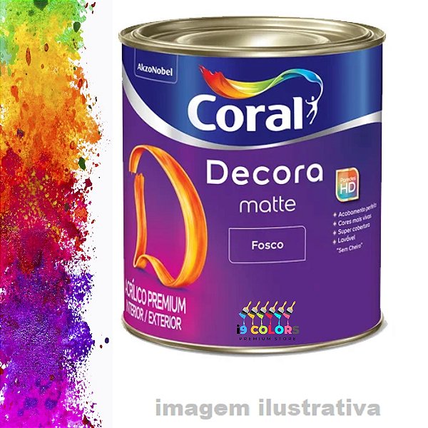 Tinta Acrílica Coral Decora Matte  0,8 Litro - Base T Fosco