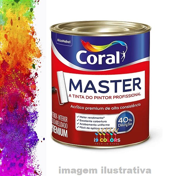 Tinta Acrílica Coral Master  0.8 Litros - Base P Fosco