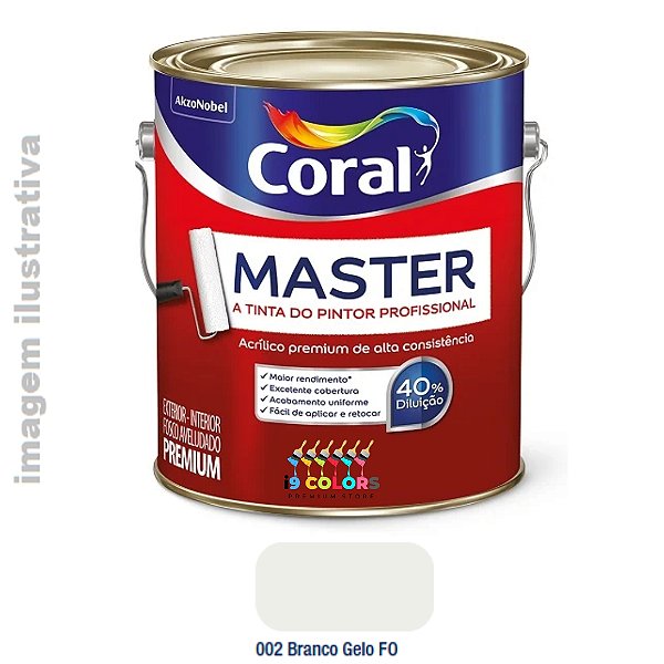 Tinta Acrílica Coral Master  3.6 Litros - Tubarão Branco Fosco