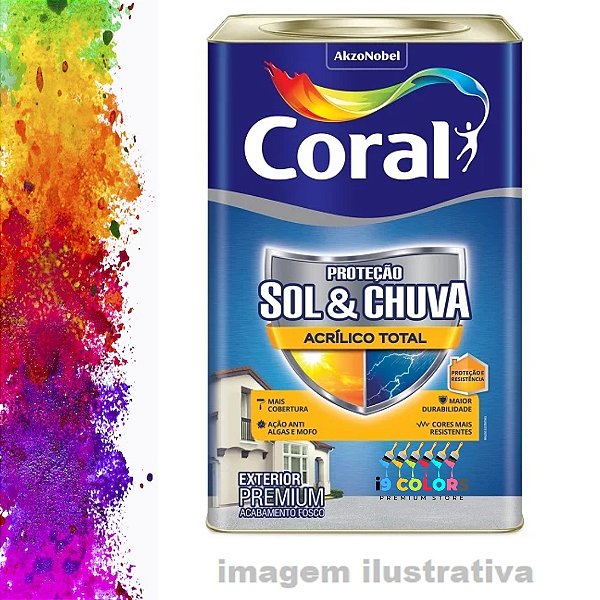 Tinta Acrílica Coral Sol e Chuva Acrílico Total 16 litros - Base Mf Fosco