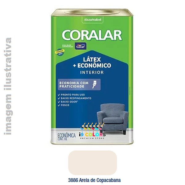 Tinta Acrílica Mais Econômica Coralar 18 litros - Coral - Areia de Copacabana Fosco