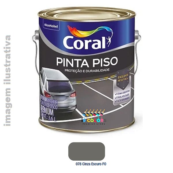 Tinta Piso Coral  3,6 litros - Cinza Escuro Fosco