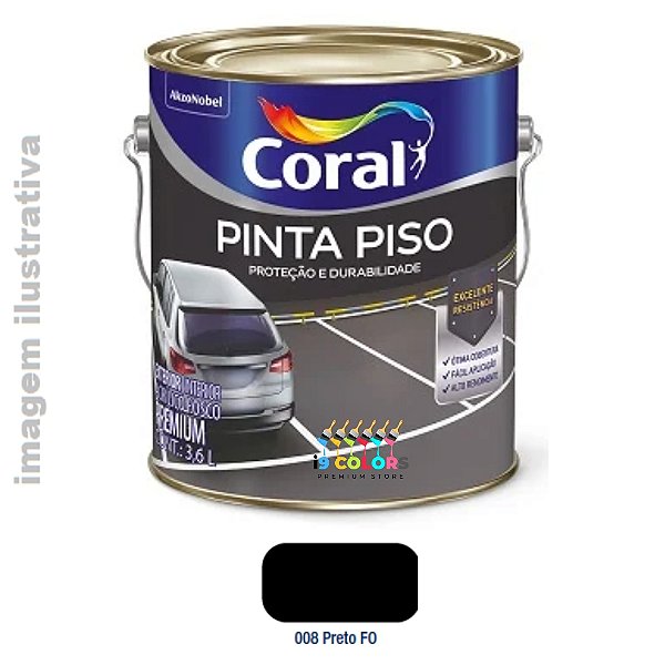 Tinta Piso Coral  3,6 litros - Preto Fosco