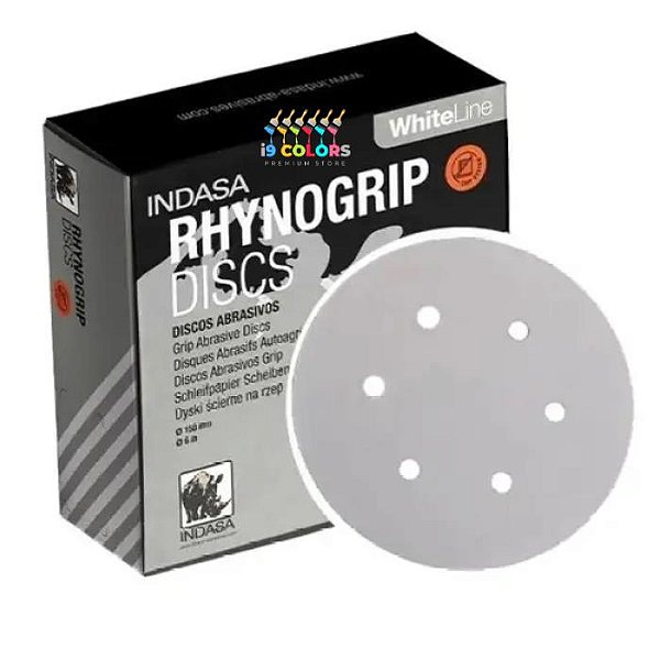 Disco Lixa Indasa 150mm 6 furos Rhynogrip White Line grão 360 -