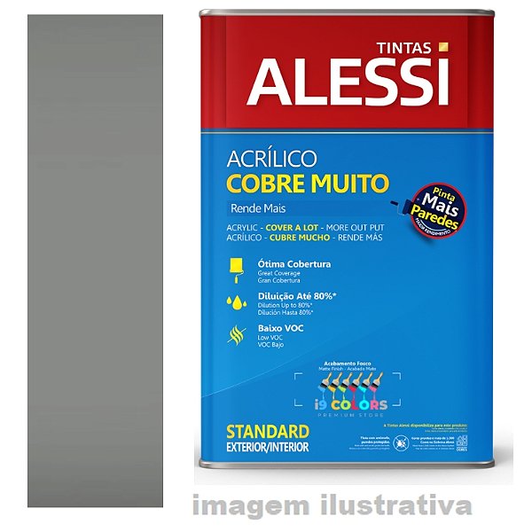 Tinta Acrílica Alessi Cobre Muito 18 litros - Nanquim Fosco