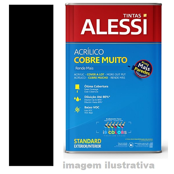 Tinta Acrílica Alessi Cobre Muito 18 litros - Preto Fosco