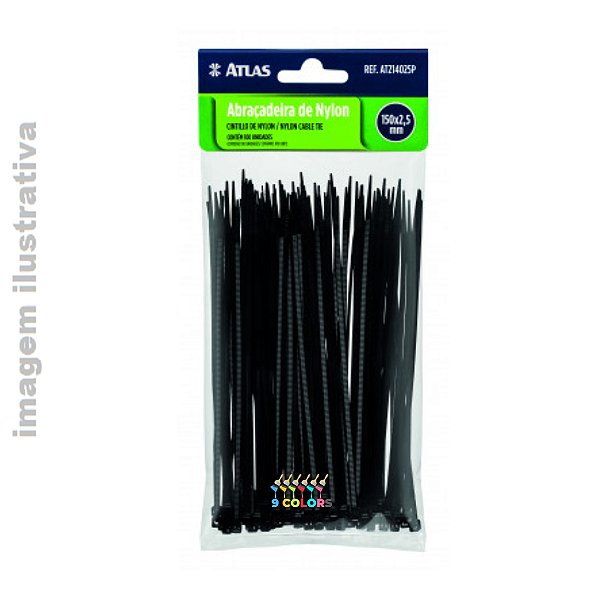 ABRACADEIRAS NYLON 150MM X 2.5MM 100PC - Preto