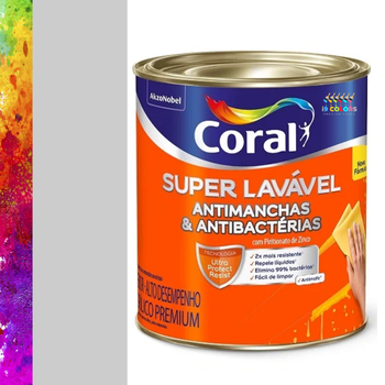 Tinta Acrílica Super Lavável 0,8 litros - Coral - Algodão Cinzento Coral SC