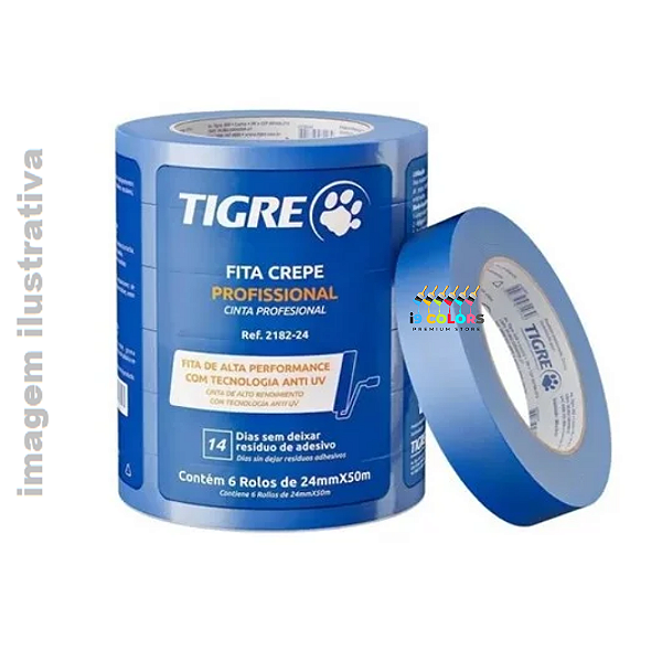 Fita Crepe Imobiliária Azul de 24 mm X 50 metros Tigre - Azul