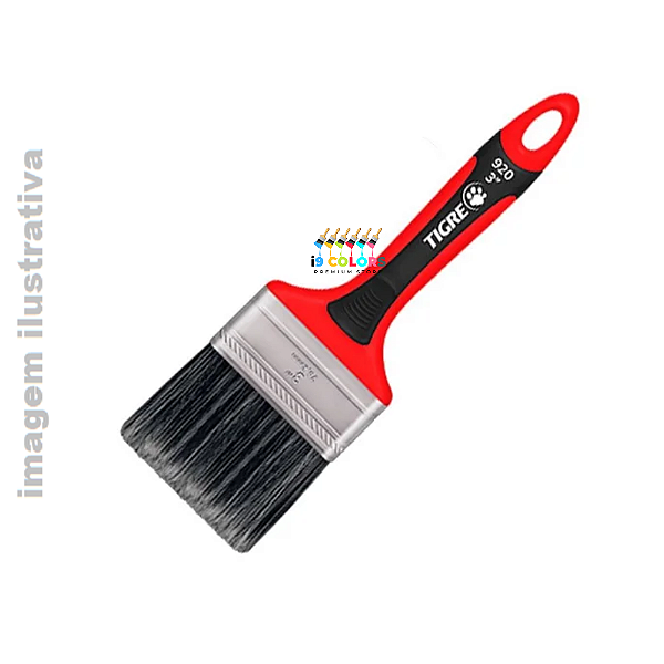 PINCEL TRINCHA RETA 3.0 POL TIGRE 920 CERDAS GRIS PREMIUM PARA ACRILICA - Gris Premium