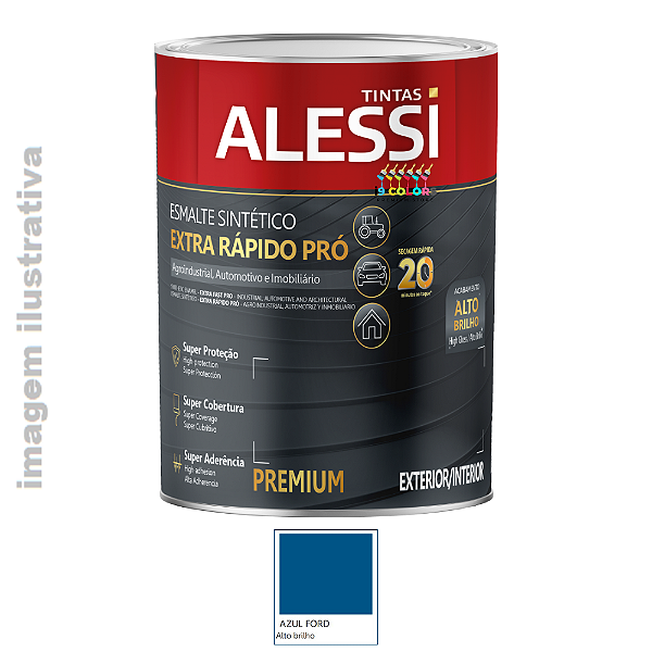 Alessi Esmalte Sintético Extra Rápido Pró  0,9 litro - Azul Ford Brilhante