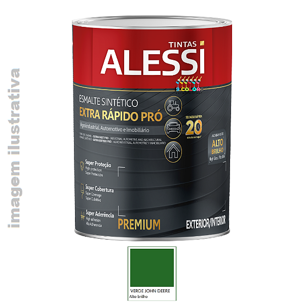Alessi Esmalte Sintético Extra Rápido Pró  0,9 litro - Verde John Deere Brilhante