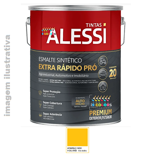 Alessi Esmalte Sintético Extra Rápido Pró  3,6 litros - Amarelo New Holland Brilhante