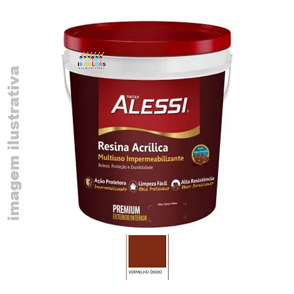Alessi Resina Acrílica Multiuso  3,6 litros Base Água - Vermelho Óxido Brilhante