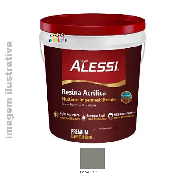 Alessi Resina Acrílica Multiuso 18 litros Base Água - Cinza Médio Brilhante