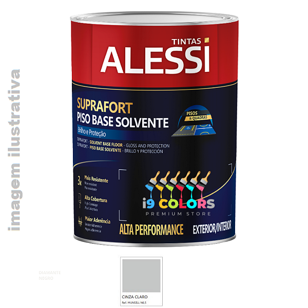 Alessi Suprafort Tinta Piso Base Solvente  0,9 litro - Cinza Claro Munsell Brilhante