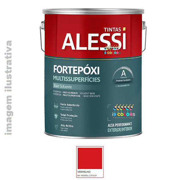 Alessi Tinta Epóxi Fortepóxi multisuperficies  2,4 litros - Vermelho Brilhante
