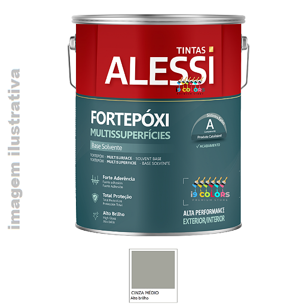 KIT FORTEPOXI MULTISSUPERFICIE COM CATALISADOR 3.2L ALESSI - Cinza Médio Brilhante