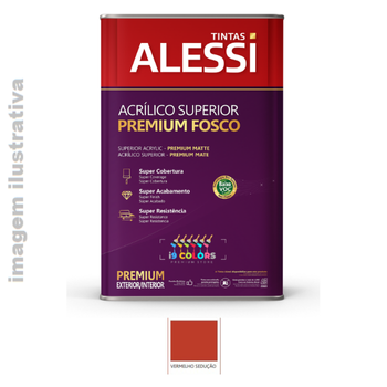 Tinta Acrílica Alessi Acrílico Superior Premium 18 litros - Vermelho Sedução Fosco