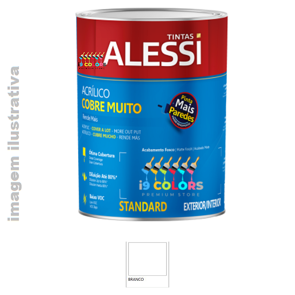 Tinta Acrílica Alessi Cobre Muito  0,9 litro - Branco Fosco