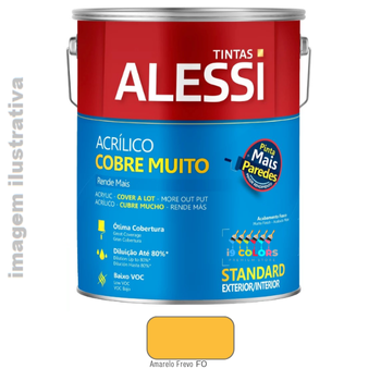 Tinta Acrílica Alessi Cobre Muito  3,6 litros - Amarelo Frevo Fosco