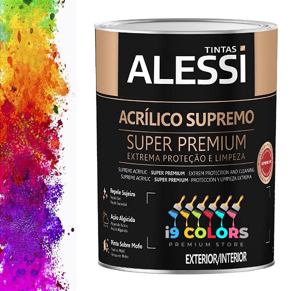Tinta Acrílica Alessi Supremo  0,8 litros - Base C Semibrilho Lavável