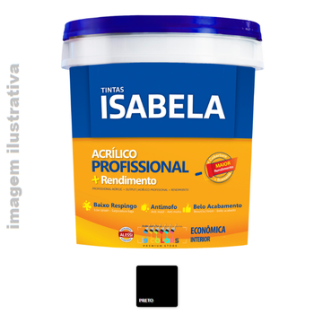 Tinta Acrílica Isabela Profissional Mais Rendimento Econômica 18 litros - Preto Fosco