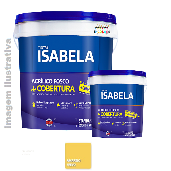 Isabela Mais Cobertura Tinta Acrilico Fosco 18 litros - Amarelo Frevo Fosco