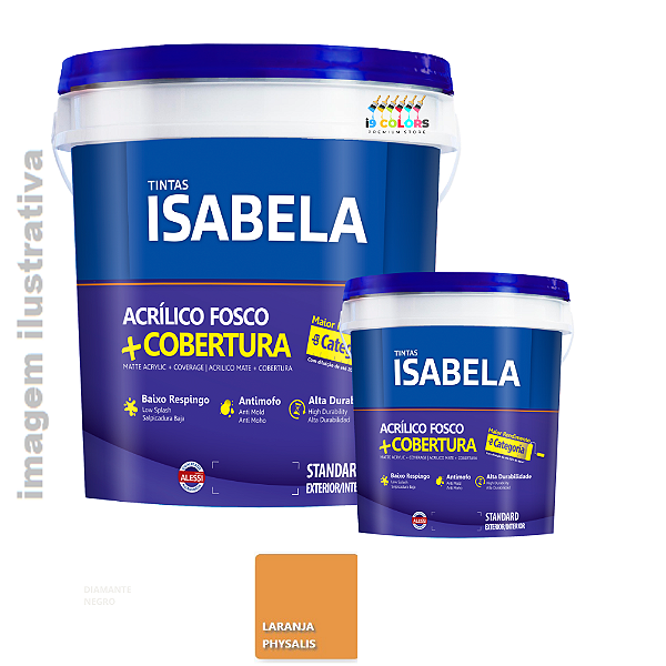 Isabela Mais Cobertura Tinta Acrilico Fosco 18 litros - Laranja Physalis Fosco
