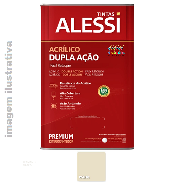 Tinta Acrílica Premium Fosco Dupla Ação Balde 18 litros Alessi  - Palha Fosco