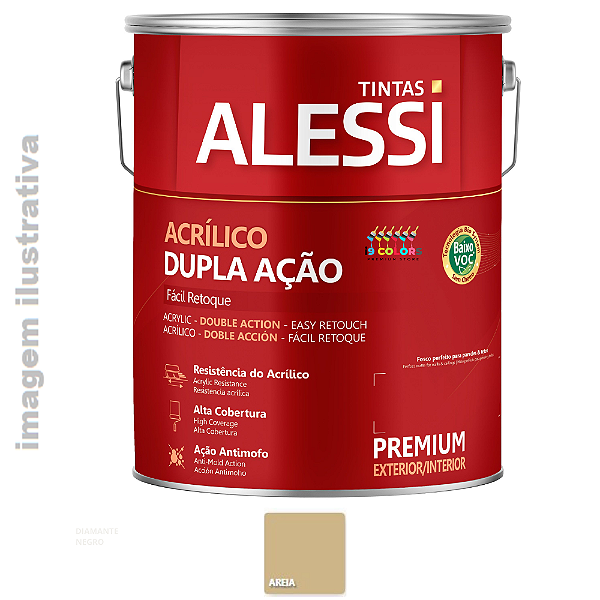 Tinta Acrílica Premium Fosco Dupla Ação 3,6 litros Alessi  - Areia Fosco