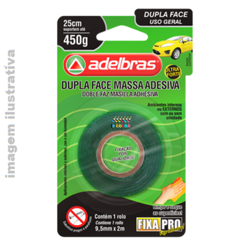 Adelbras Fita Dupla Face Massa Acrílica Fixa Pro 200 19 mm x 2 metros
