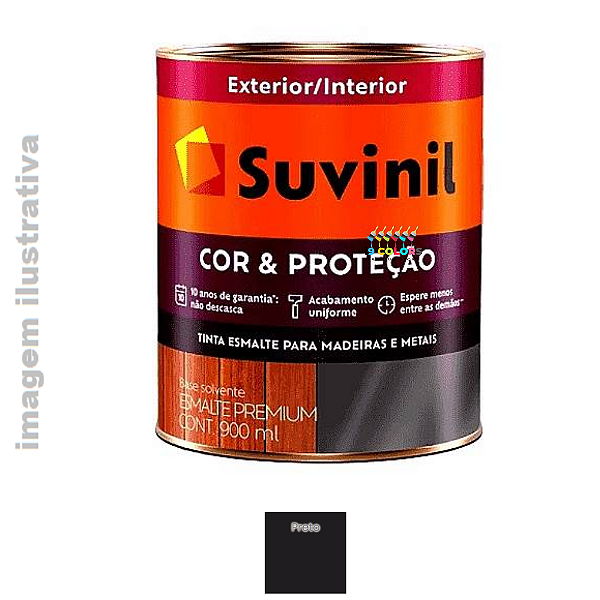 ESMALTE BASE AGUA ACETINADO COR E PROTECAO 0.9LT - Preto Acetinado