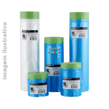 FILME MASCARAMENTO COM FITA 1800MM X 25M - Azul