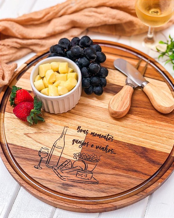 Tábua Queijo e Vinho Personalizada