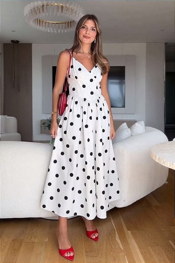 Vestido Midi Poa
