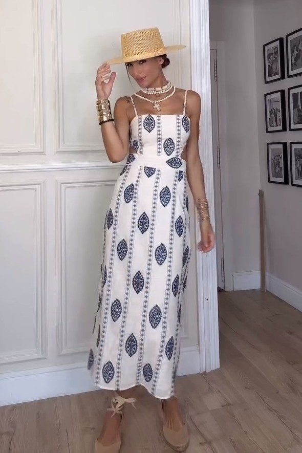 Vestido Midi Estampado Mykonos