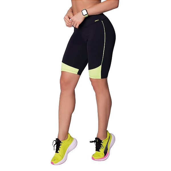 Bermuda Esportiva Ciclista Detalhe Neon Poliamida