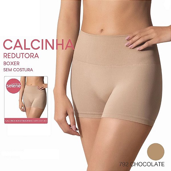 Calcinha Boxer Redutora Sem Costura Cós Canelado