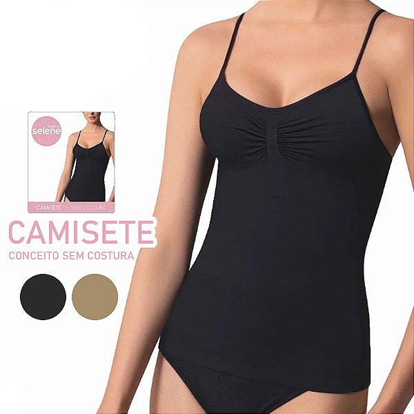 Camisete Segunda Pele Alcinha Sem Costura Feminina SELENE Lingerie Alça Fina