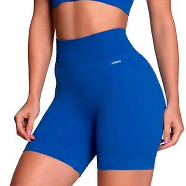 Shorts Fitness Sem Costura Cós Alto Leve Compressão Selene Poliamida Preto Rosa Academia Treino Ginástica